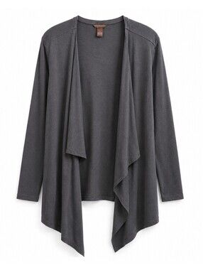 Bit & Bridle L Charcoal Waterfall Cardigan Draped Open Front Longline Western